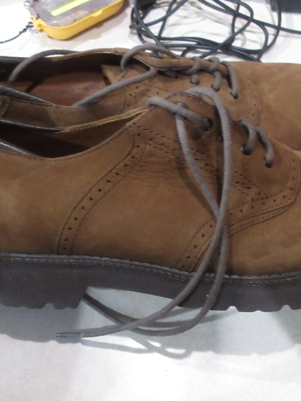 mens Rockport nubuck leather brown lace up shoes 12 m